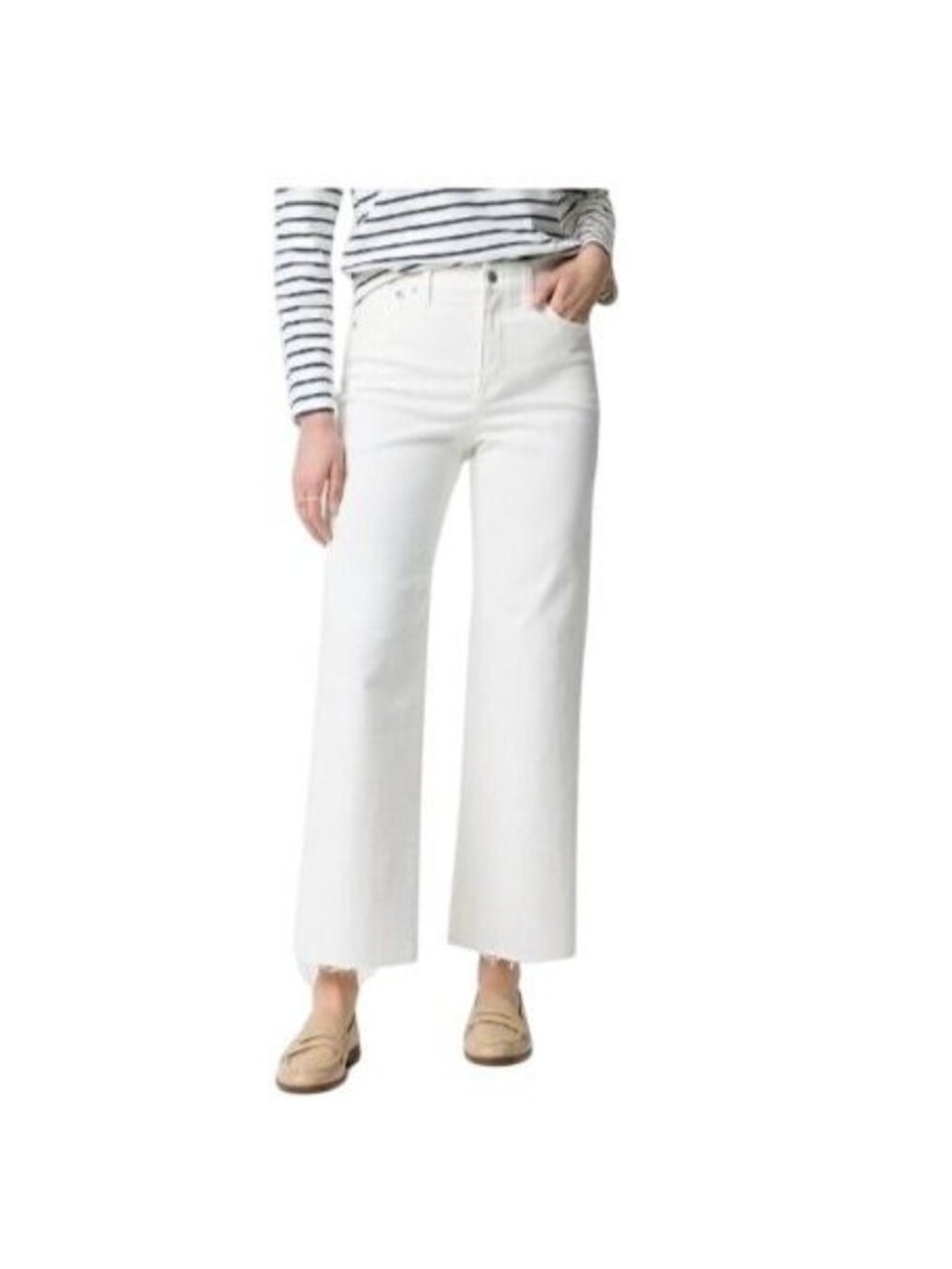 NWT J.Crew Factory Ankle Flare Jean 26P Petite White Signature Stretch High Rise